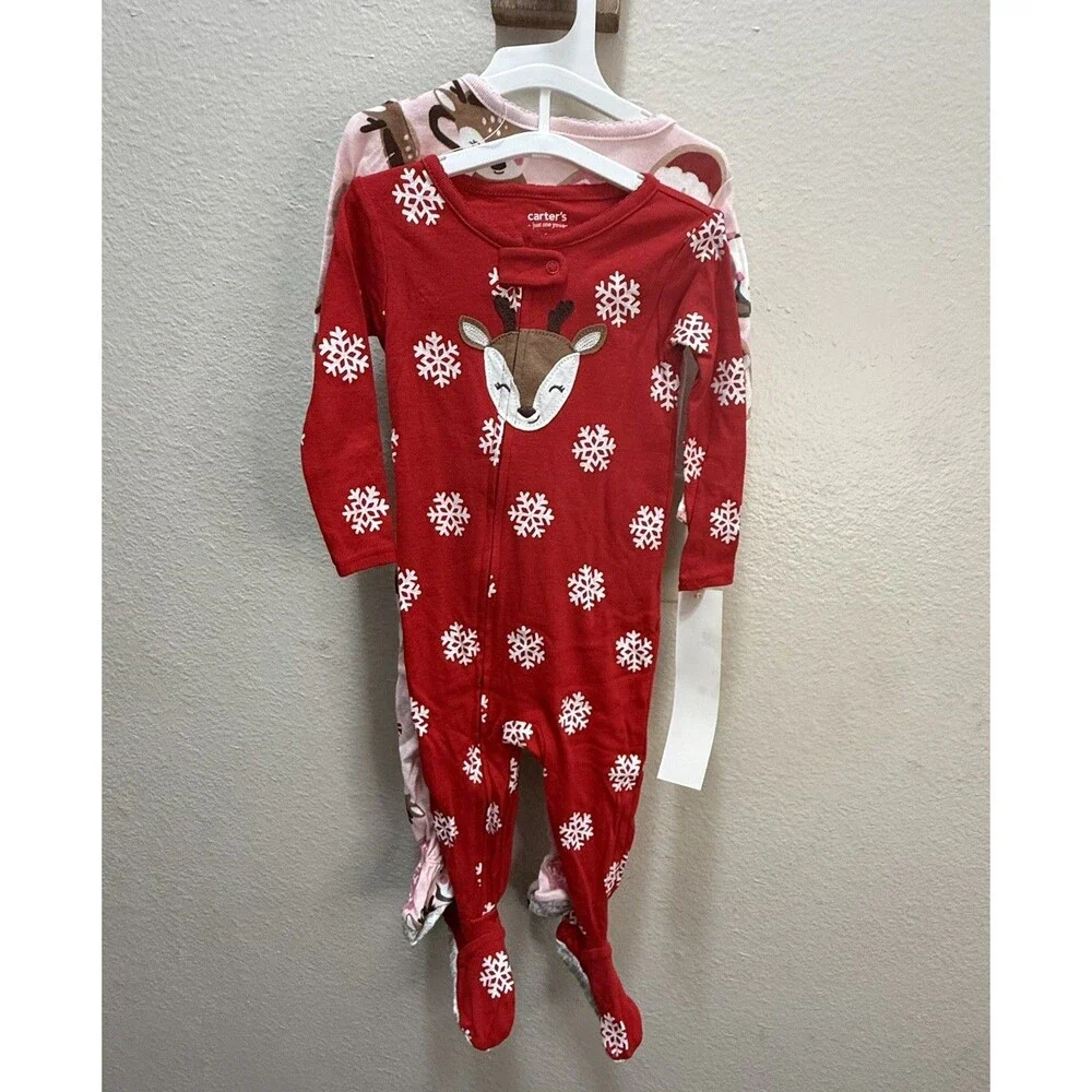 Carter's Just One You Toddler Girls' Christmas 2 Piece Pajama Size 12 M NWT